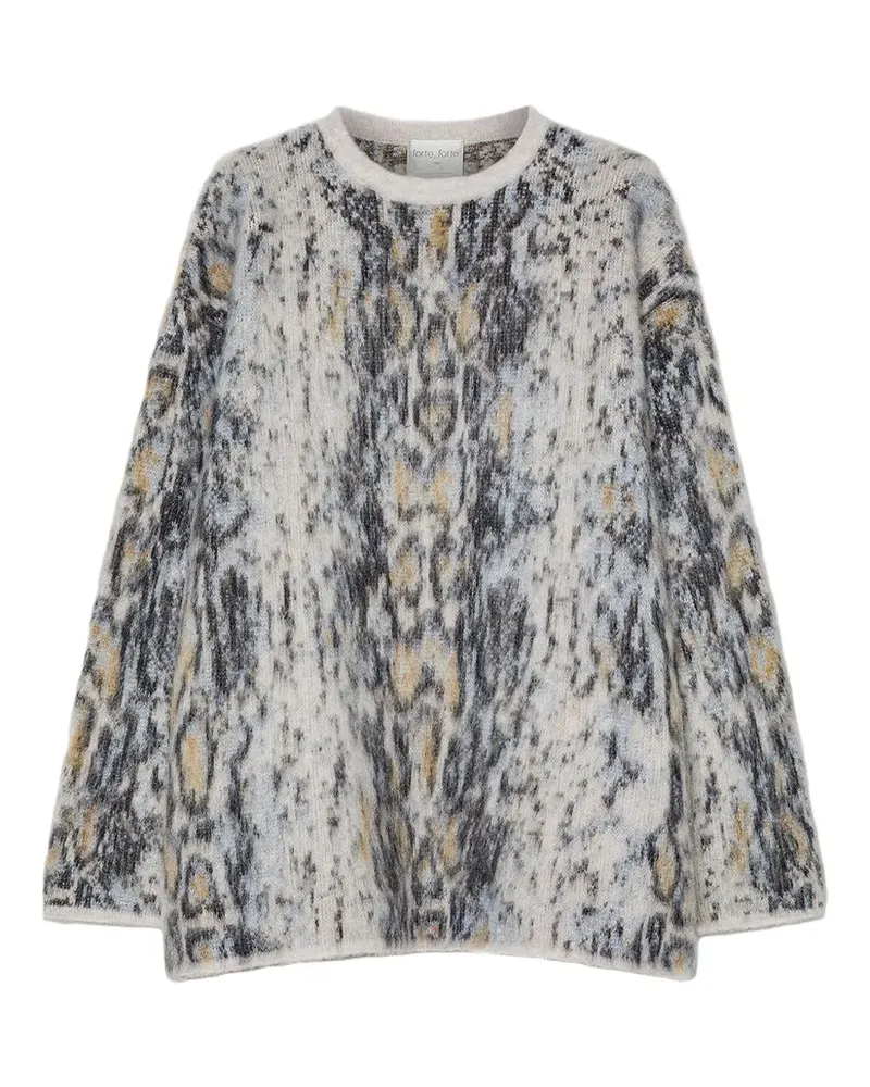 forte_forte round-neck patterned sweater - Nude Nude