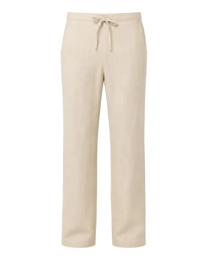 120% Lino drawstring-waist straight-leg trousers - Nude Nude
