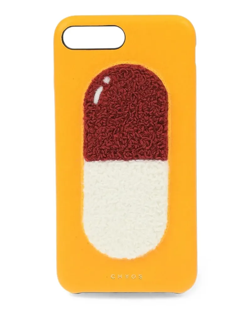 Chaos pill-patch leather iPhone case - Orange Orange