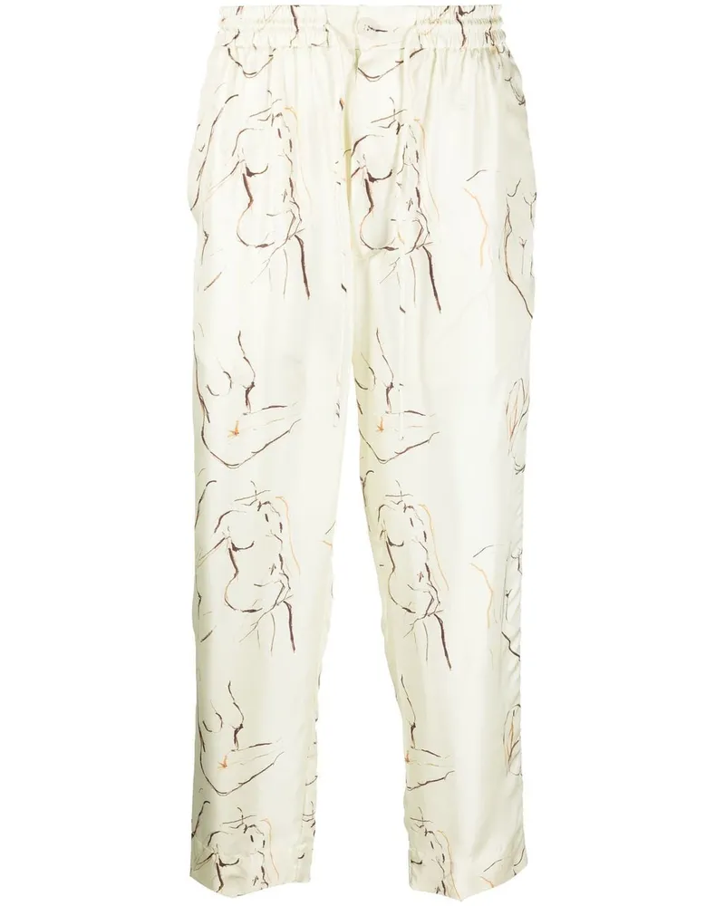 Nanushka Cropped-Hose mit grafischem Print - Nude Nude