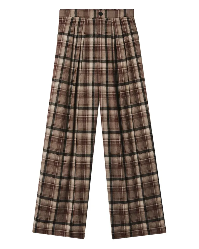 Tout a Coup Karierte Bundfaltenhose - Braun Braun