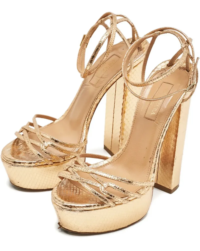 Aquazzura python-effect platform sandals - Gold Gold