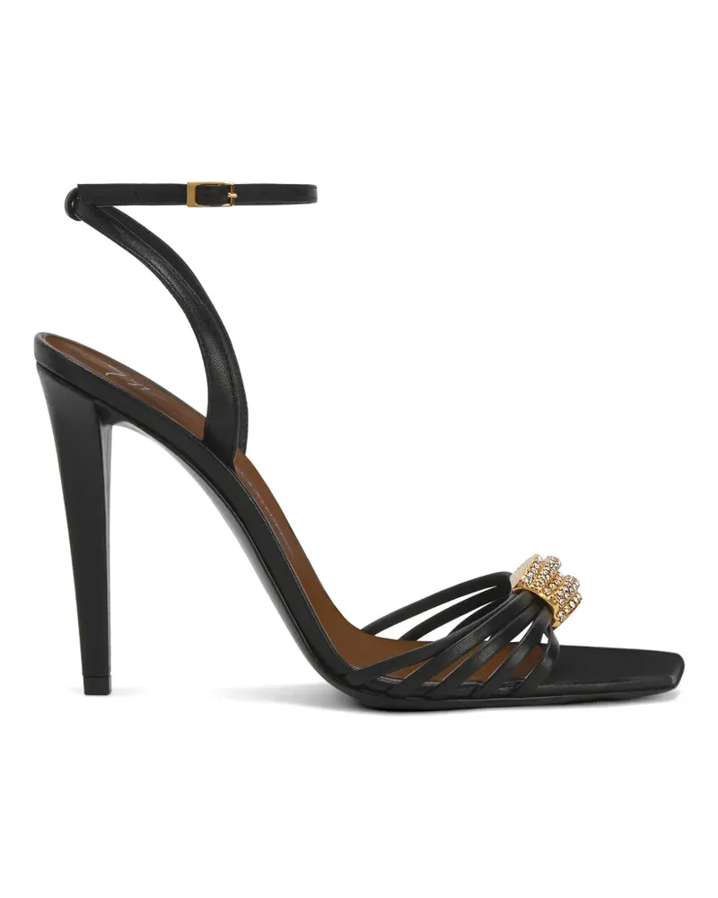 Giuseppe Zanotti Sunset Glow rhinestone brooch strappy leather sandals - Schwarz Schwarz