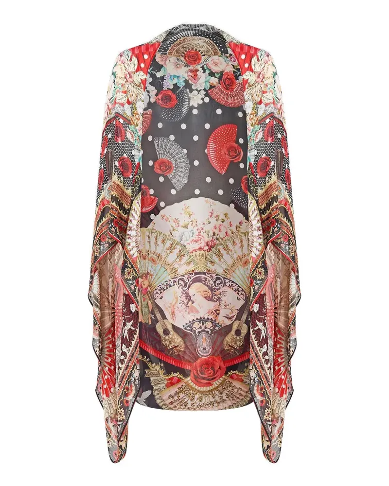 Camilla floral-print chiffon shrug - Schwarz Schwarz