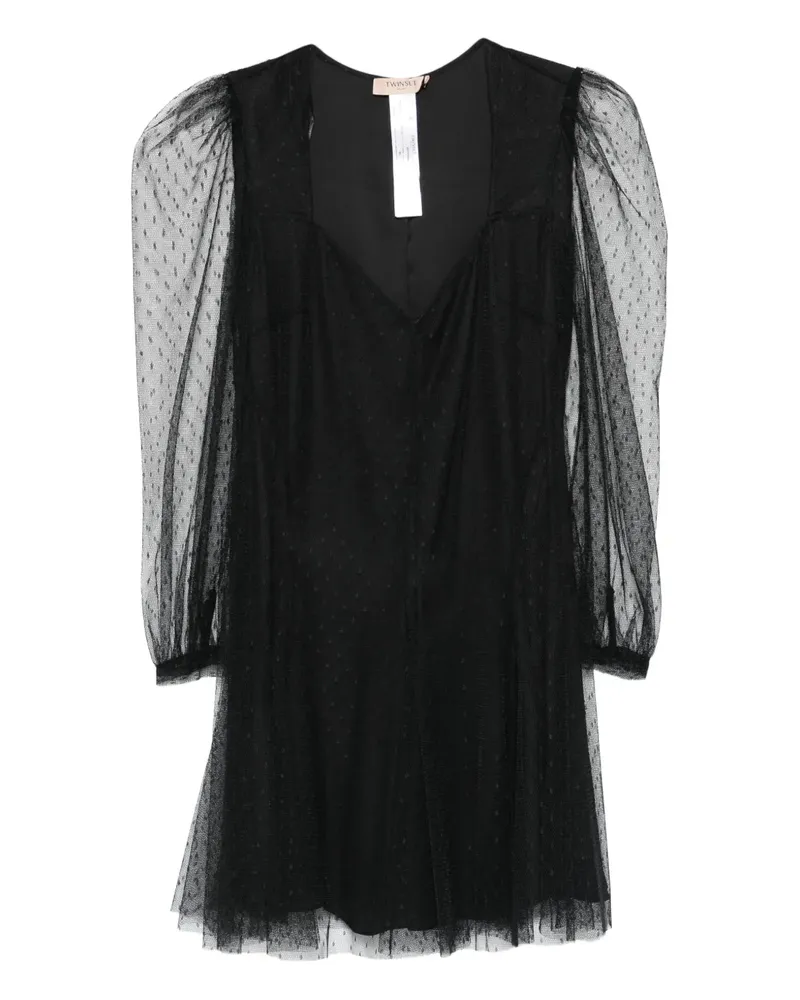 Twin-Set Minikleid mit Puffärmeln - Schwarz Schwarz