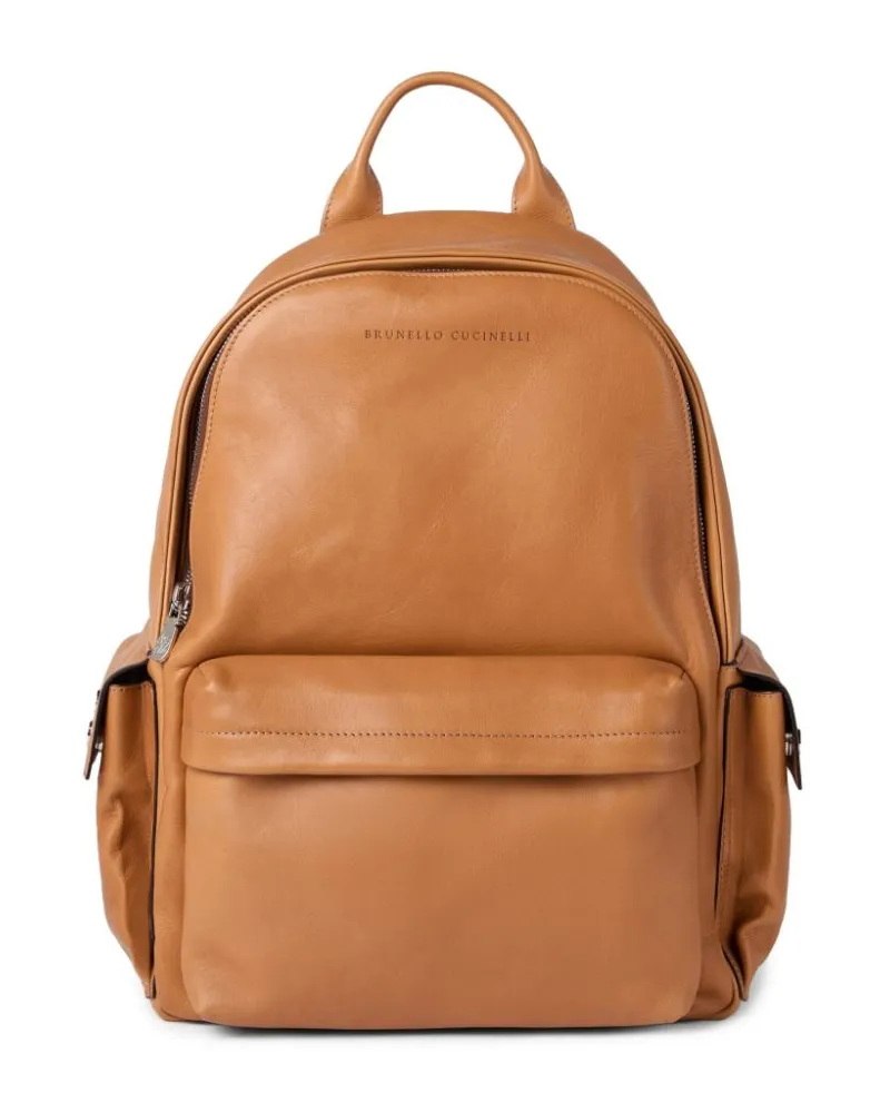 Brunello Cucinelli Reiserucksack aus Leder Braun