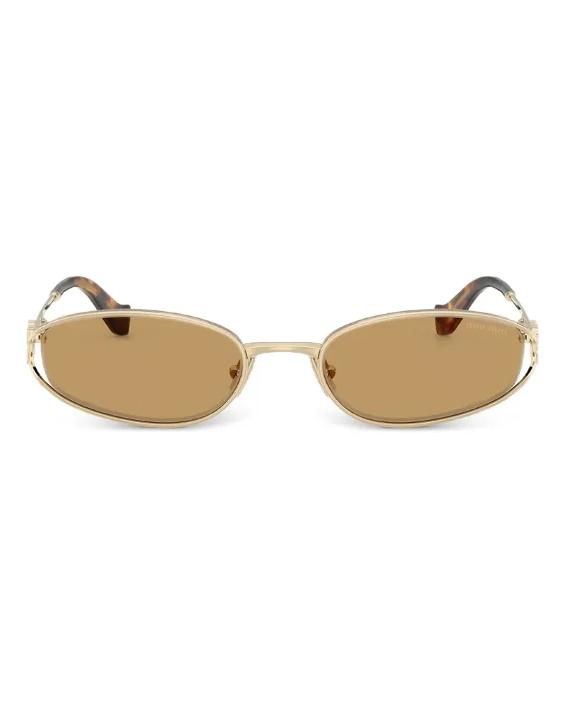 Miu Miu Sonnenbrille mit ovalem Gestell - Gold Gold
