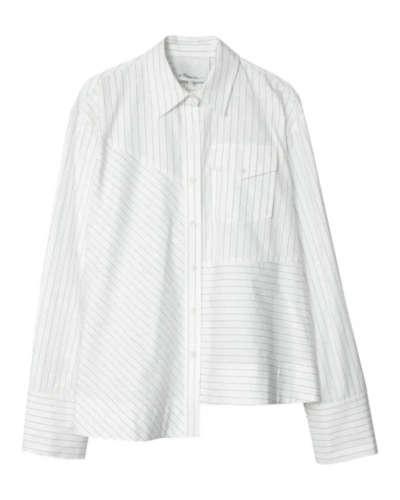 3.1 phillip lim Asymmetrisches Hemd mit Streifen - Weiß Weiß