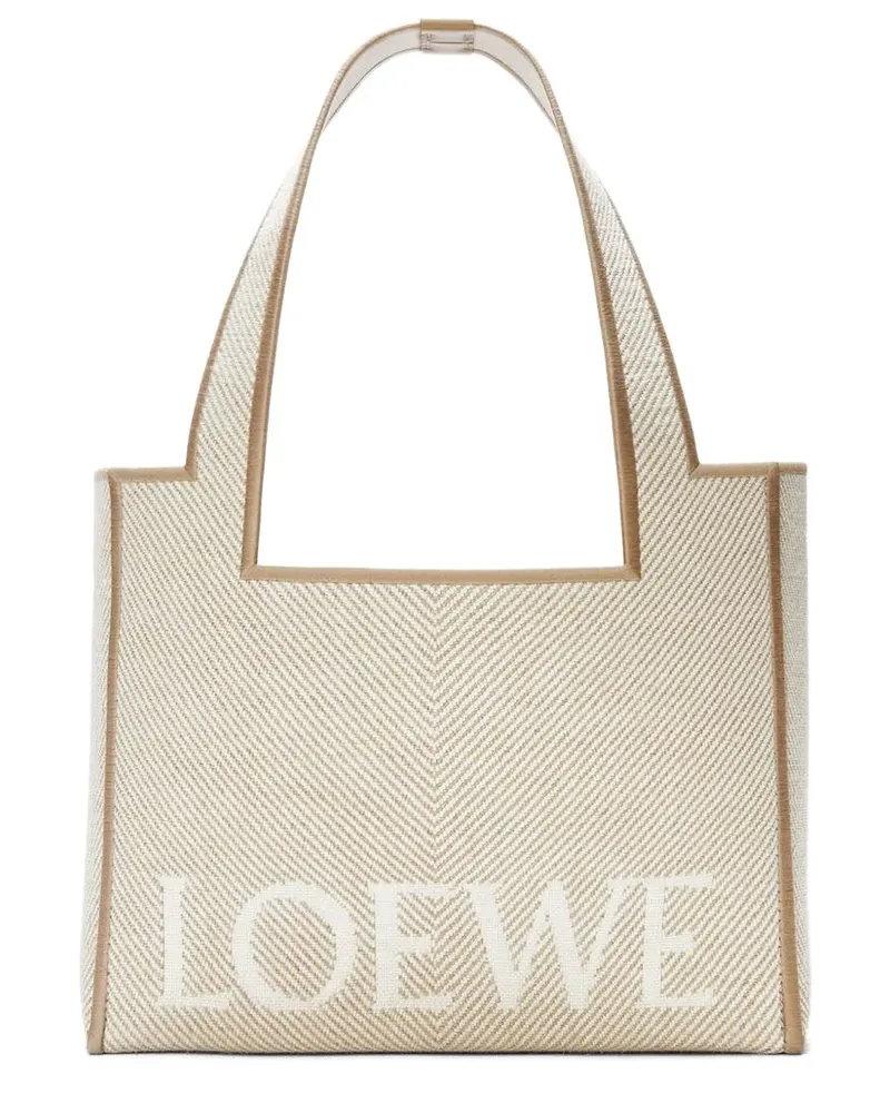 Loewe Mittelgroßer Tote Bag mit Fischgrätenmuster - Nude Nude
