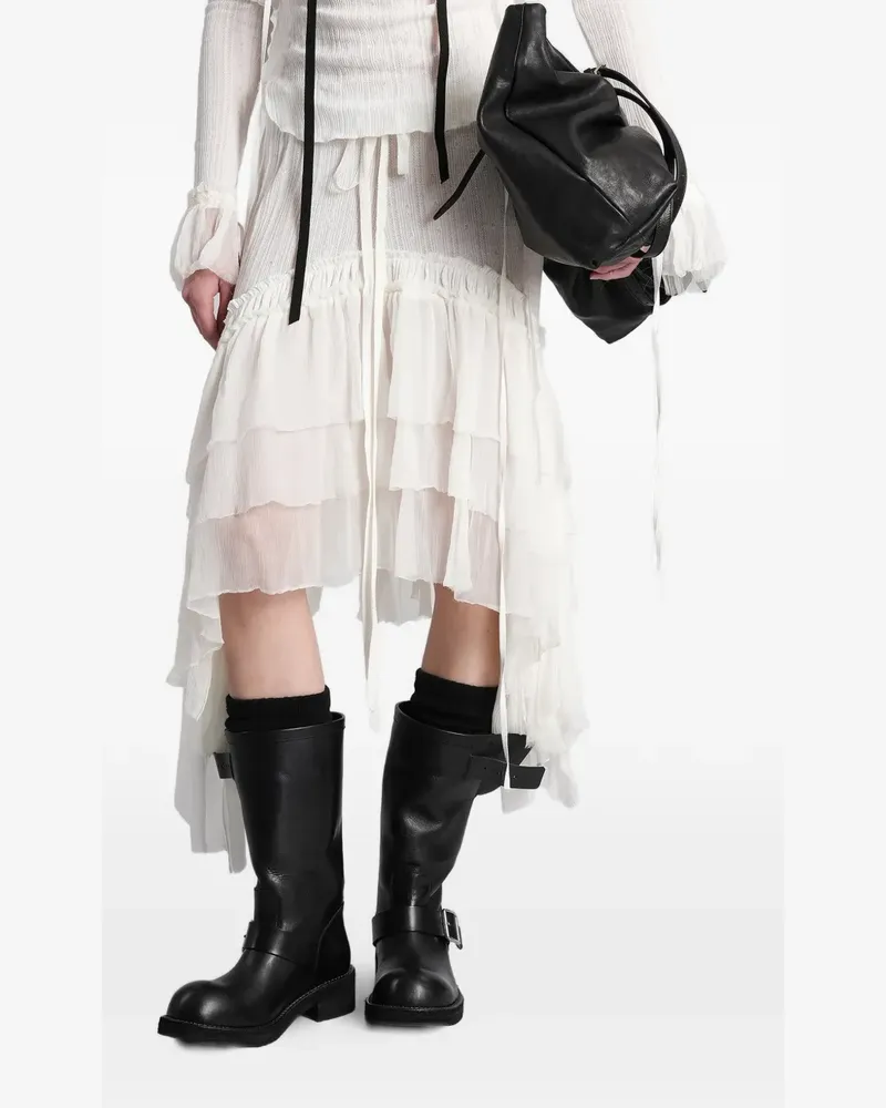 Ann Demeulemeester Bete tiered asymmetric skirt - Weiß Weiß