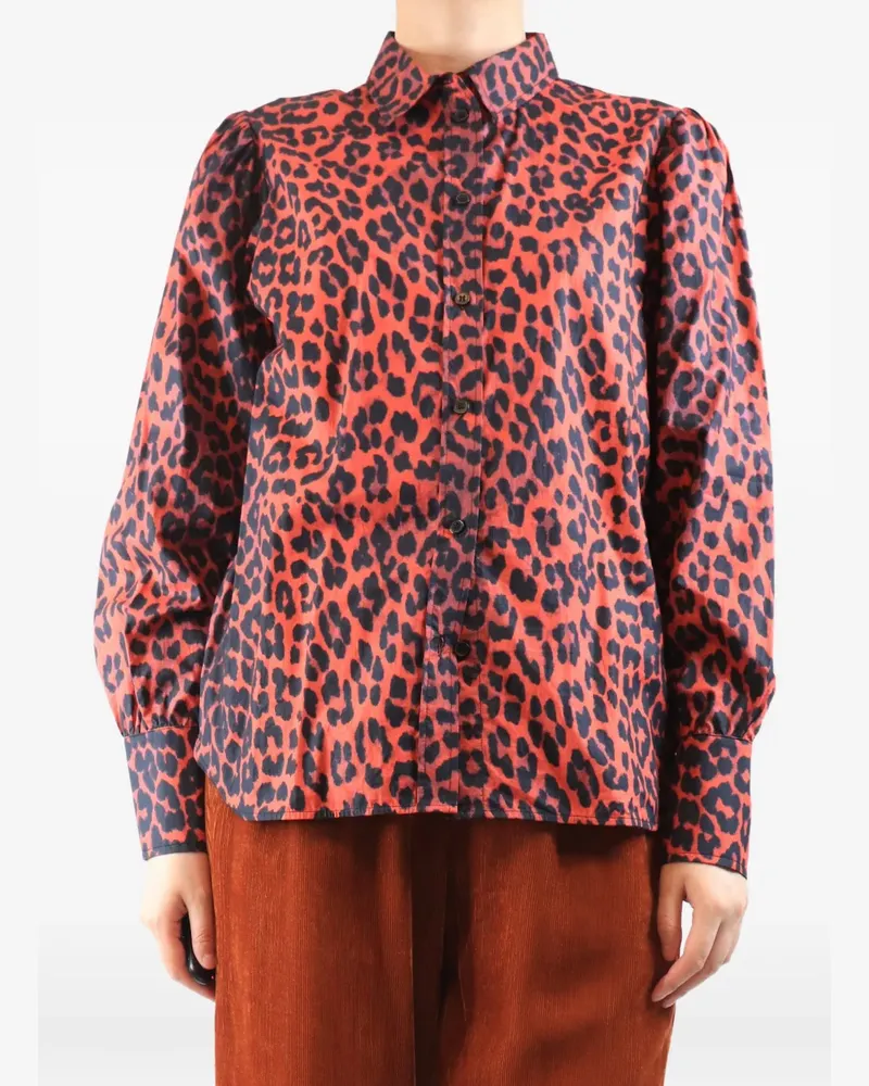 Ganni Hemd mit Leopardenprint - Rot Rot