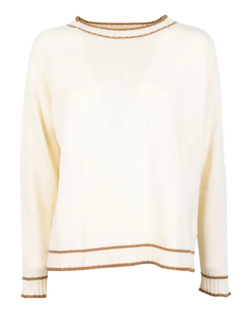 cinque stripe-trim long-sleeve sweater - Nude Nude