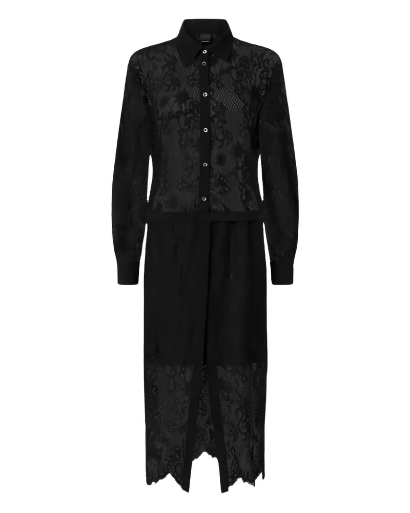 Pinko Maxikleid mit Spitzeneinsatz - Schwarz Schwarz