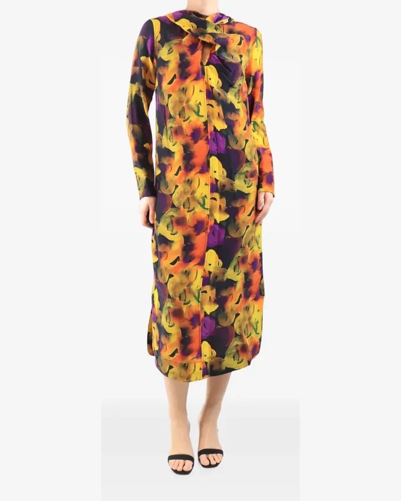 Ganni abstract-print midi dress - Gelb Gelb