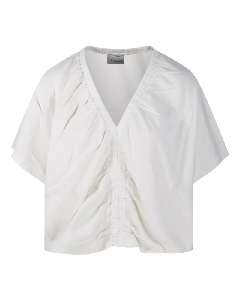 NUDE gathered V-neck T-shirt - Weiß Weiß