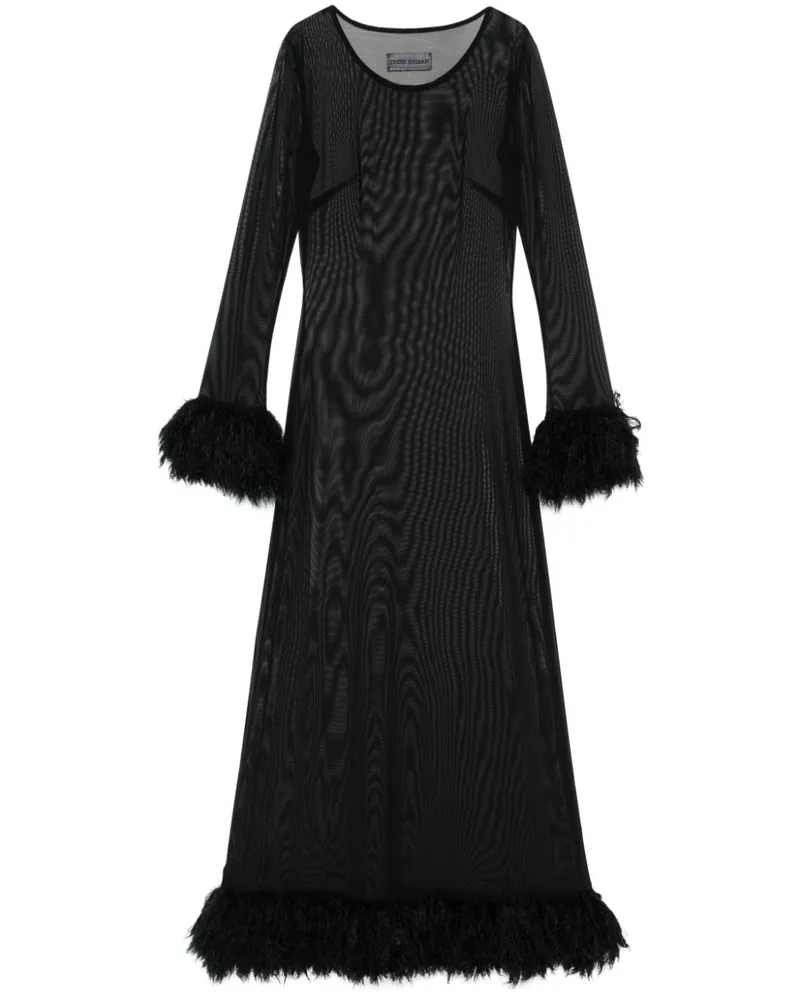 Marine Serre Semi-transparentes Maxikleid - Schwarz Schwarz