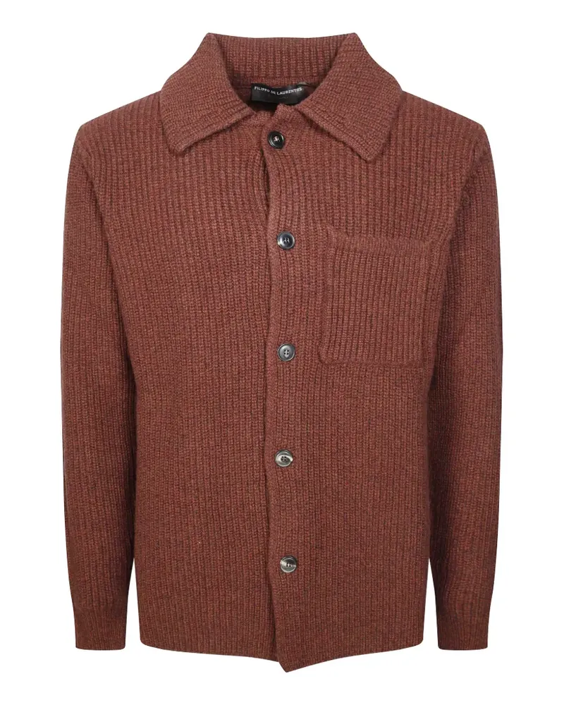 Filippo de Laurentiis ribbed-knit patch-pocket shirt - Braun Braun