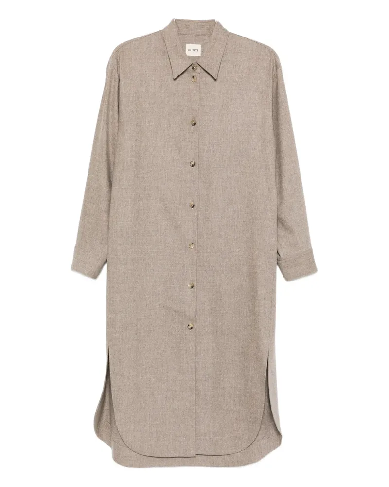 KHAITE Gloria button long-sleeve midi dress - Nude Nude