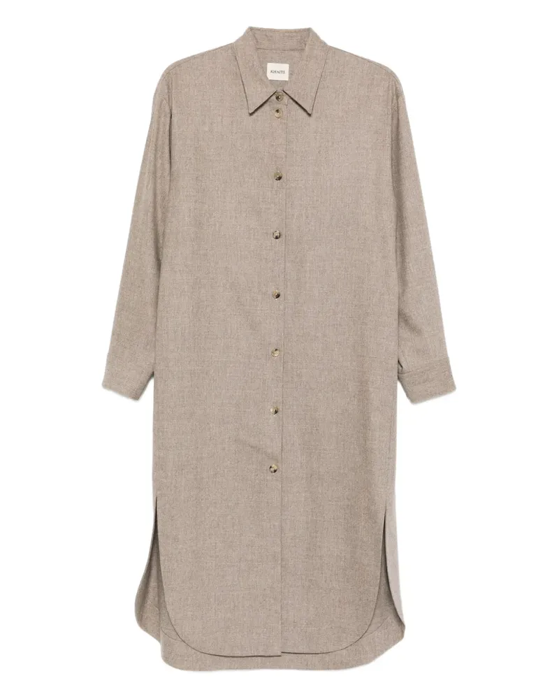 KHAITE Langärmeliges Gloria Midikleid mit Knöpfen - Nude Nude