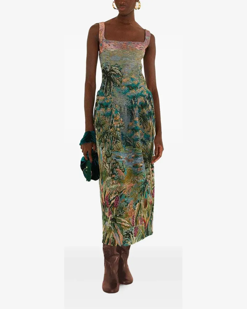 FARM Rio Ärmelloses Maxikleid aus Petricor-Jacquard - Grün Grün