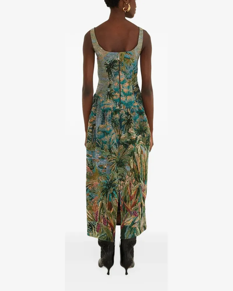 FARM Rio petricor-jacquard sleveless maxi dress - Grün Grün