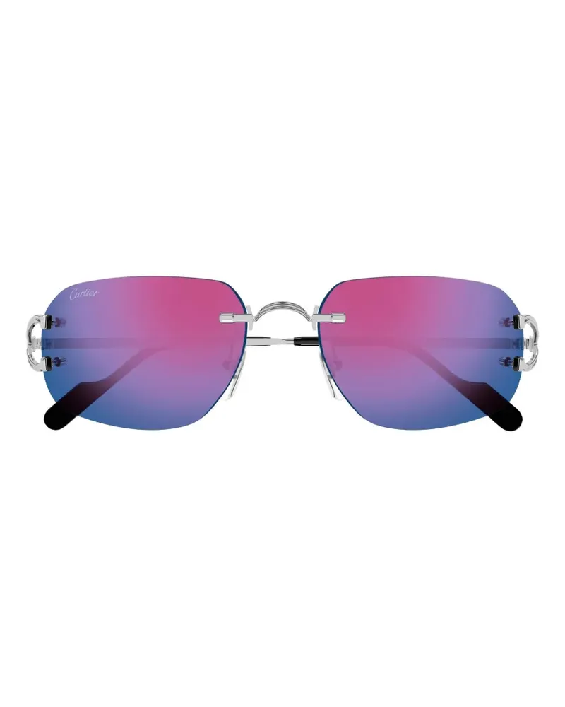 Cartier Rahmenlose Sonnenbrille mit eckigen Gläsern - Silber Silber