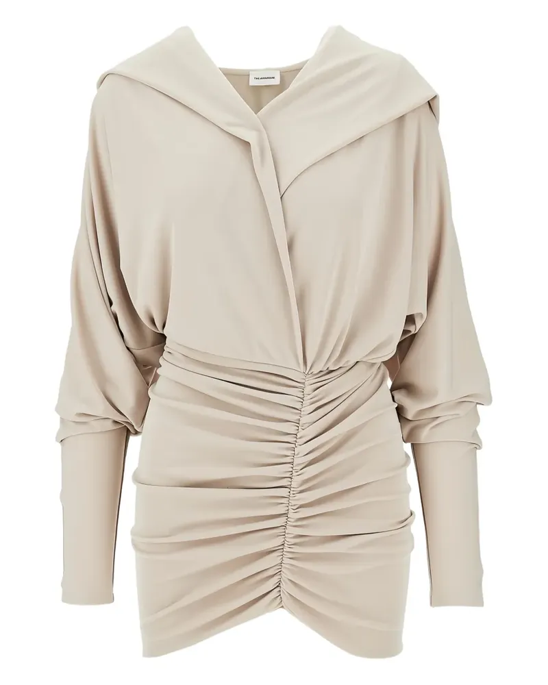 ANDAMANE Grace hooded ruched mini dress - Nude Nude