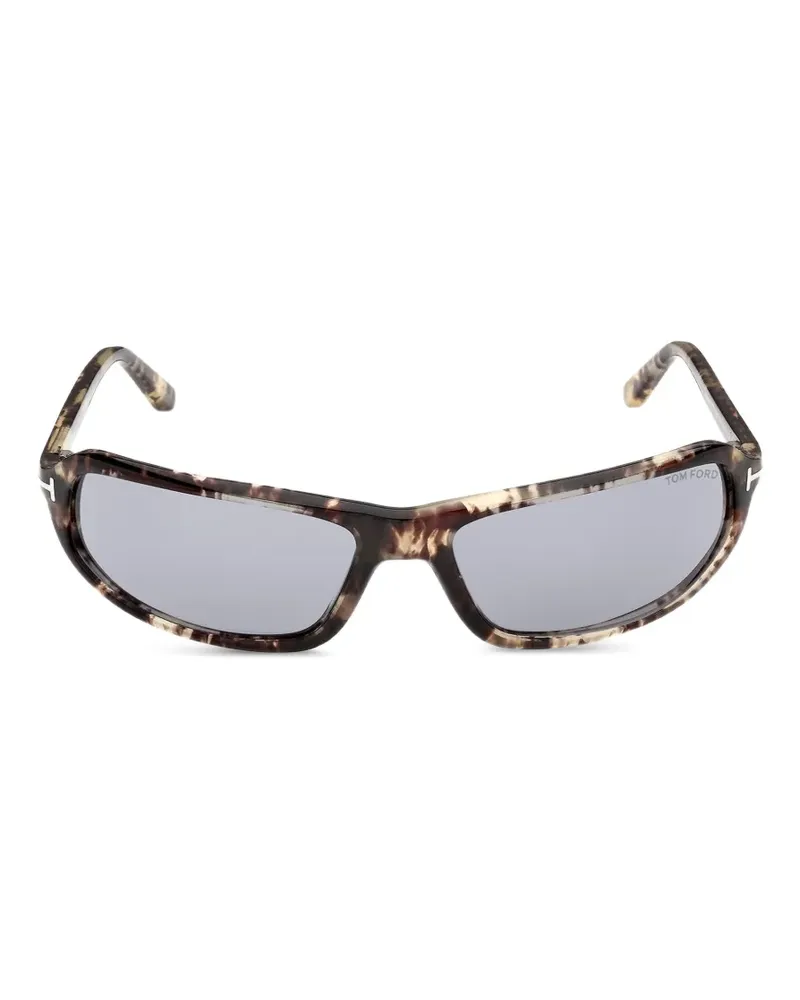 Tom Ford Eckige Sonnenbrille in Schildpattoptik - Braun Braun