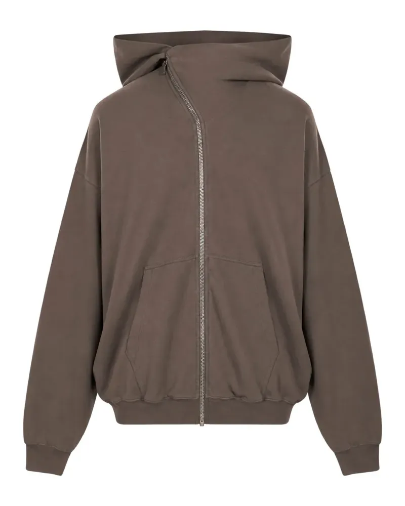 DRKSHDW by Rick Owens asymmetric-zip hoodie - Braun Braun