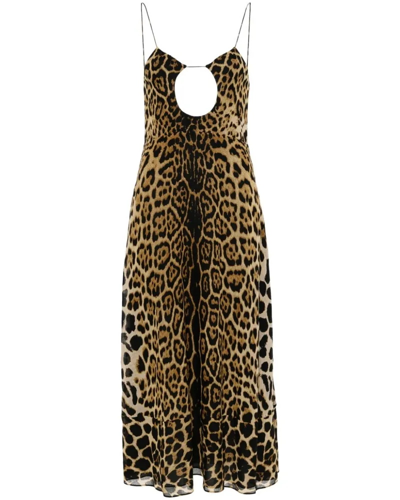 Saint Laurent Midikleid mit Leoparden-Print - Braun Braun