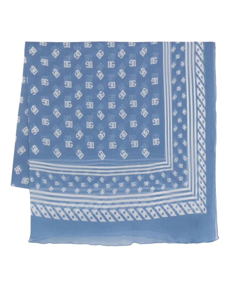Dolce & Gabbana Seidenschal mit 4G-Print - Blau Blau