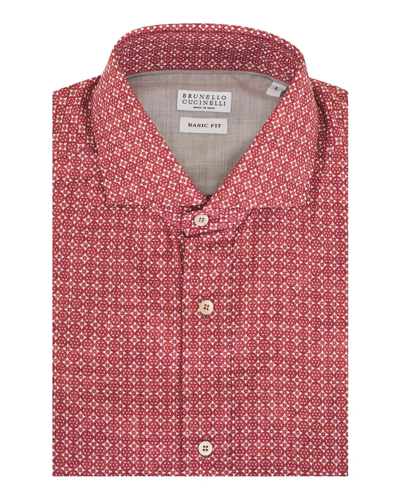 Brunello Cucinelli Hemd mit geometrischem Muster - Rot Rot