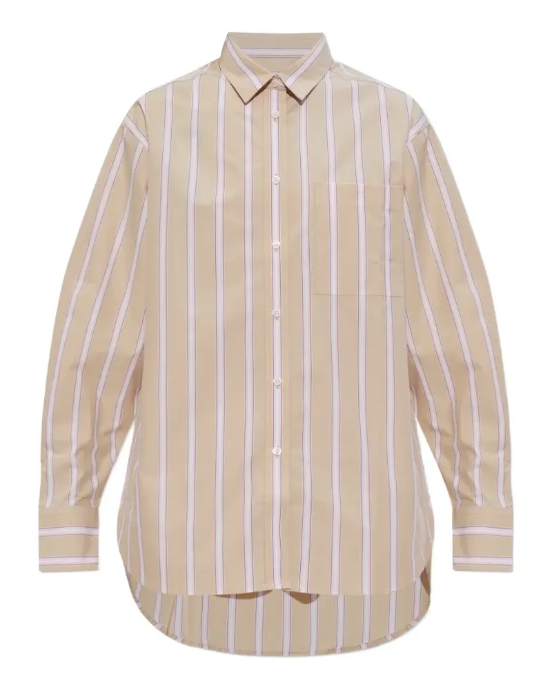 Lacoste striped-pattern logo-embroidered shirt - Nude Nude
