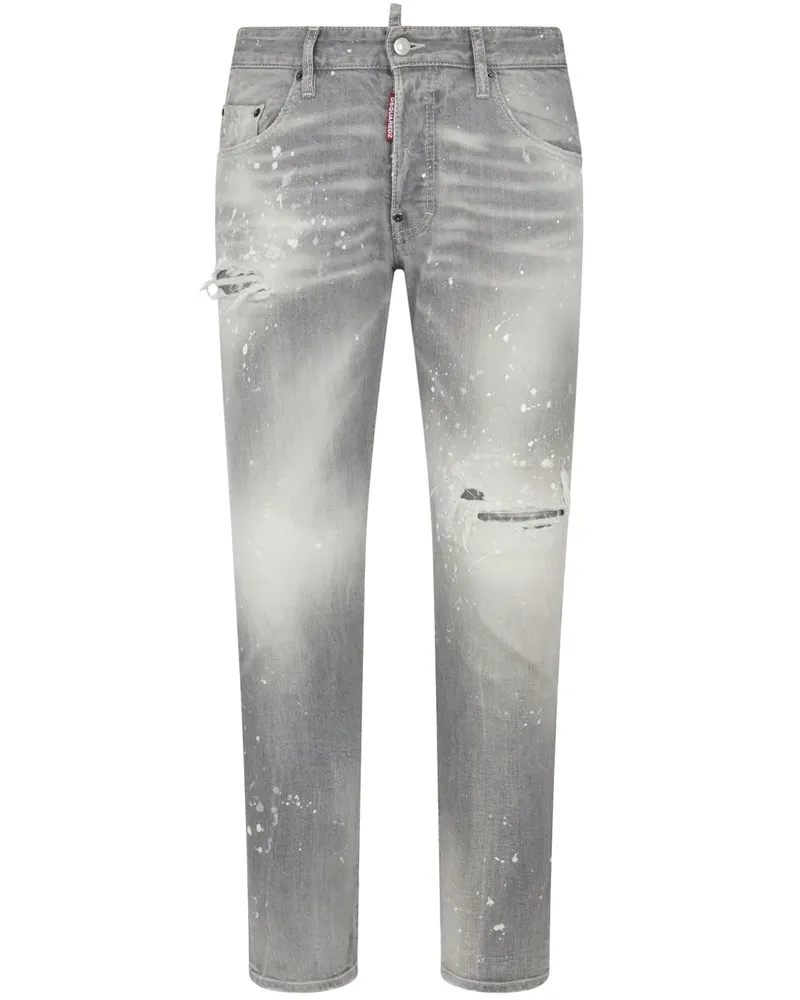 Dsquared2 Jeans im Distressed-Look mit Farbklecksen - Grau Grau