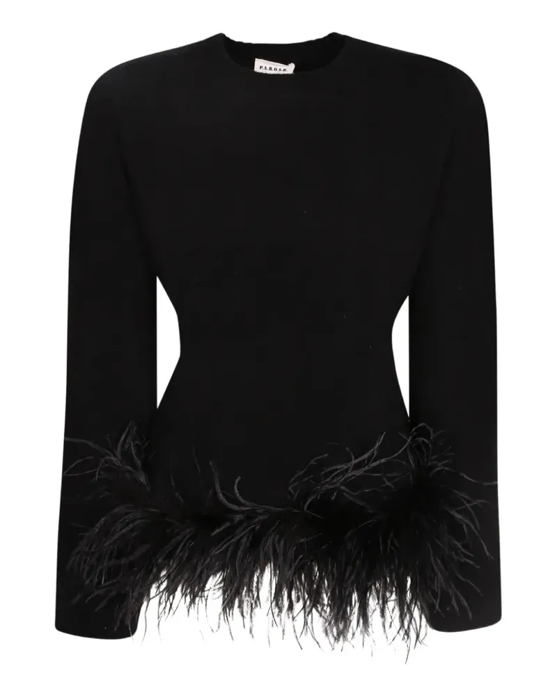 P.A.R.O.S.H. P.A.R.O H. Lestat Pullover mit Federbesatz - Schwarz Schwarz
