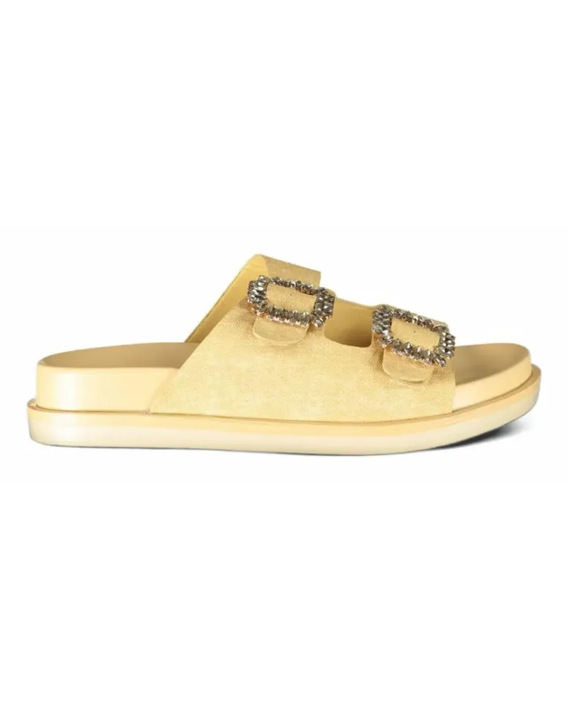 Laura Biagiotti crystal-embellished buckle-fastening sandals - Gelb Gelb