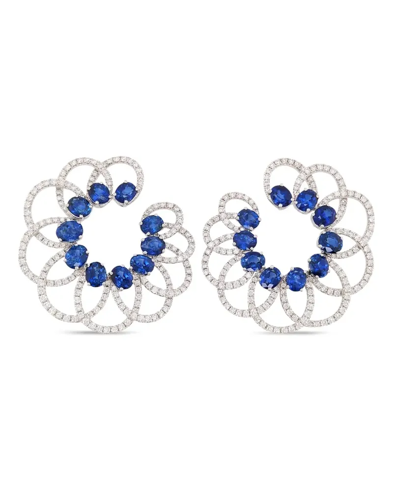 HYT Jewelry 18kt Weißgoldohrringe mit Saphiren und Diamanten - Silber Silber