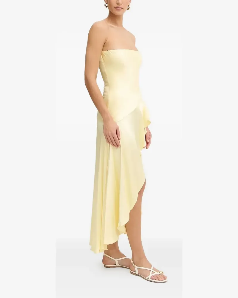 Bardot Asymmetrisches Kleid mit Rüschen - Gelb Gelb