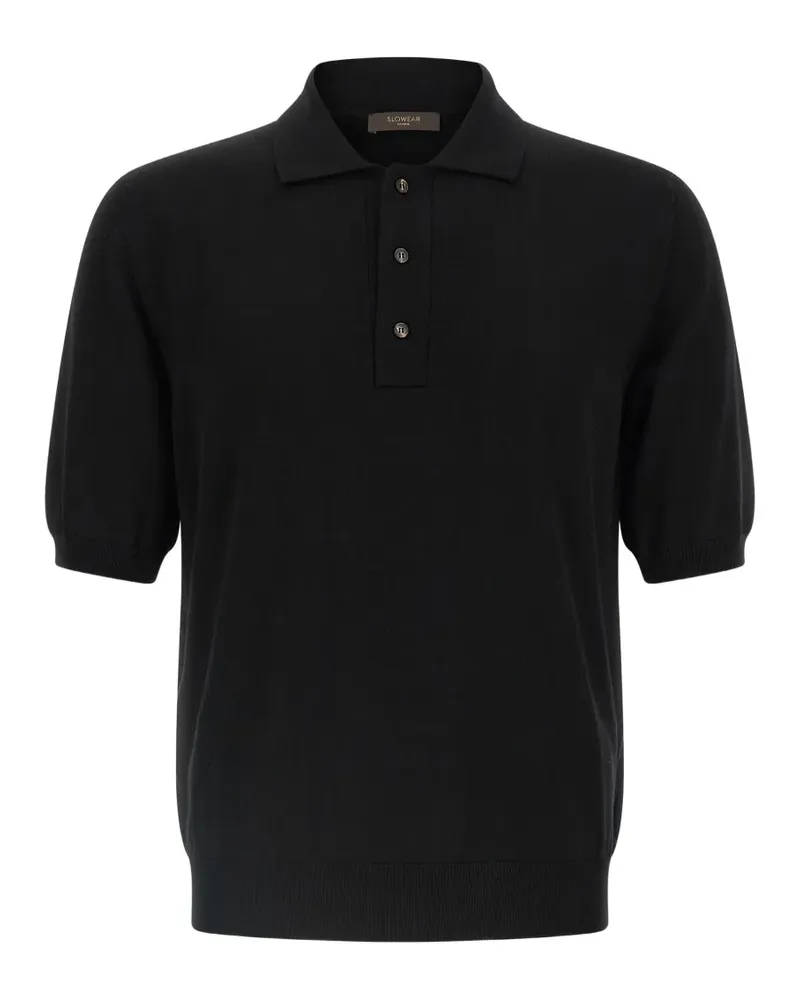 Zanone knit short-sleeve polo shirt - Schwarz Schwarz