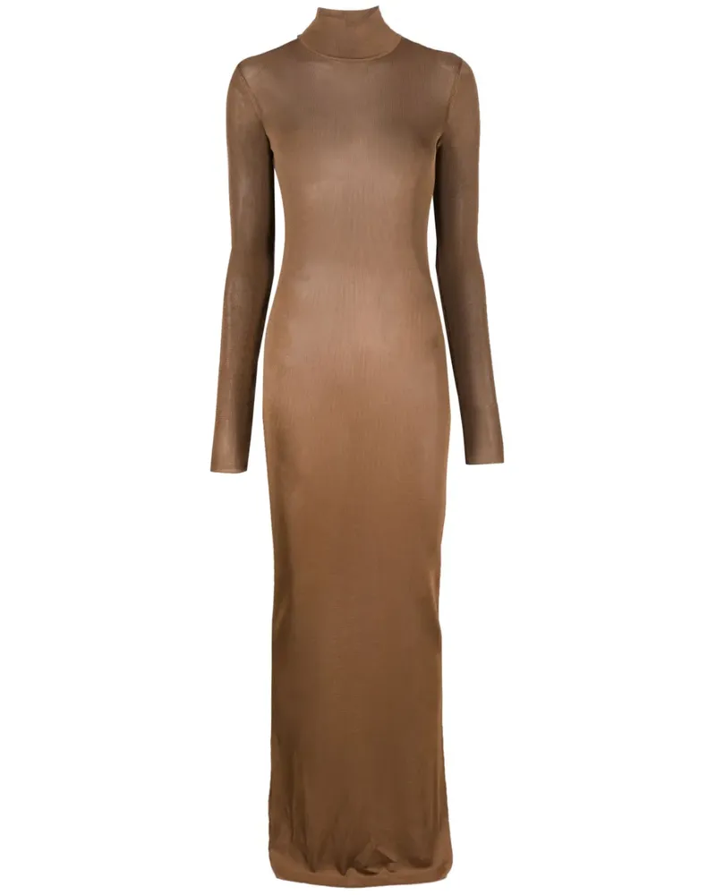 Saint Laurent Kleid mit Stehkragen - Braun Braun
