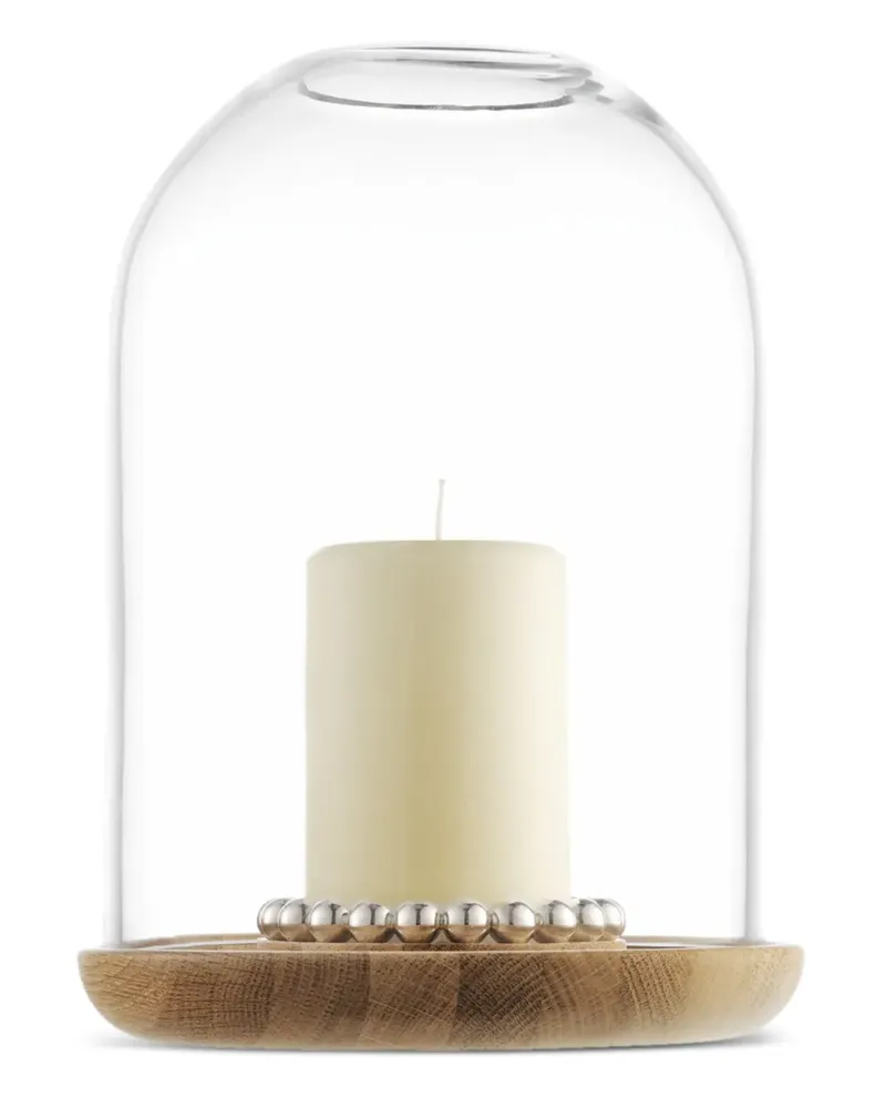 Christofle Eichen-Kerzenhalter mit Glaskuppel - Braun Braun