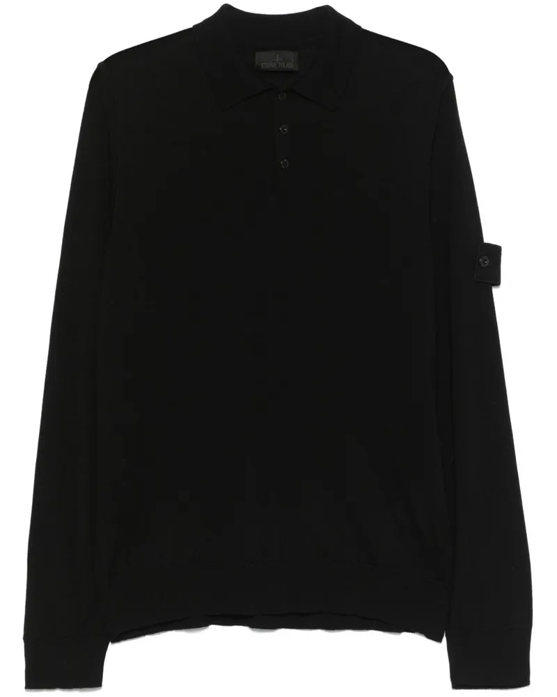 Stone Island Pullover mit Kompass-Patch - Schwarz Schwarz