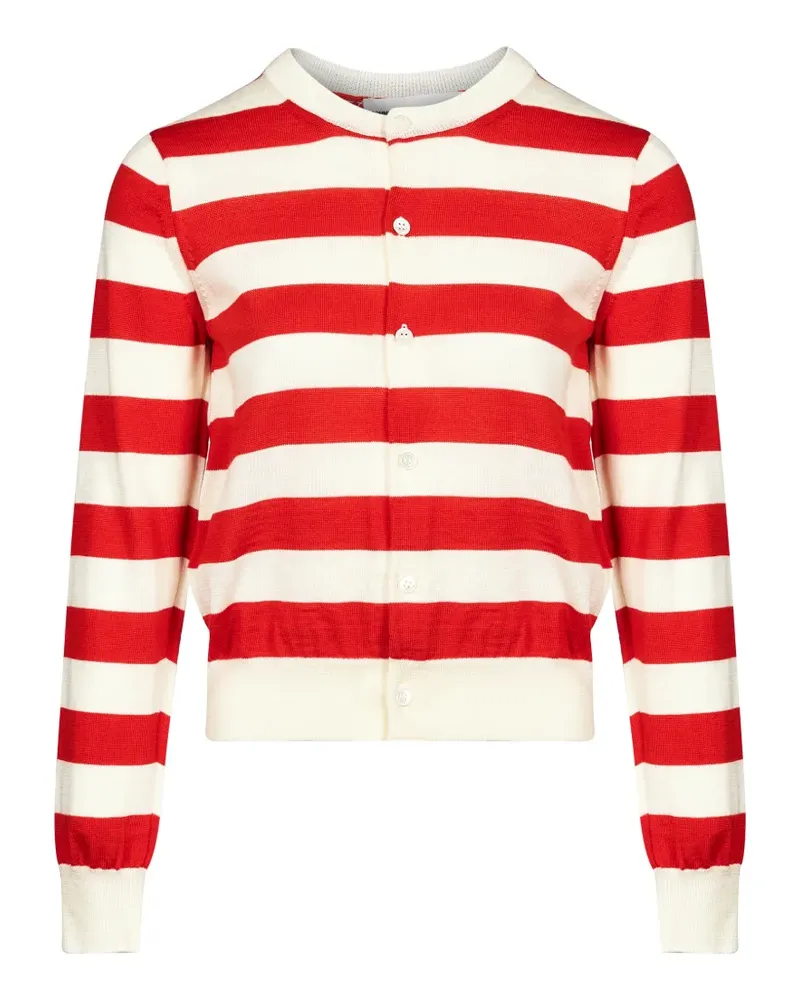 Comme des Garçons Gestreifter Cardigan mit Knöpfen - Weiß Weiß