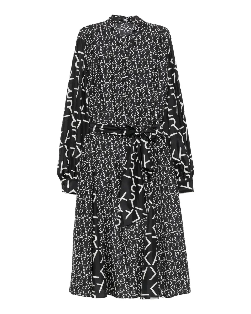 Karl Lagerfeld Midikleid mit Logo-Print - Schwarz Schwarz