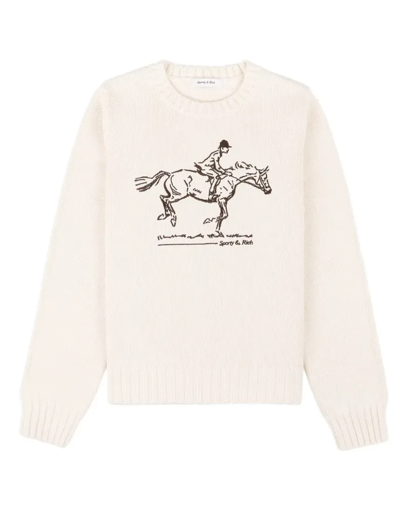 SPORTY & RICH horse-embroidered sweater - Nude Nude