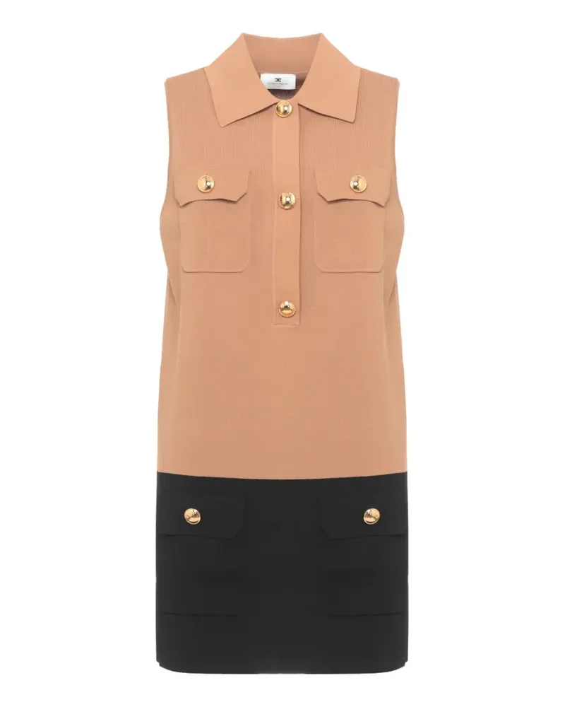 Elisabetta Franchi two-tone button-up mini dress - Nude Nude
