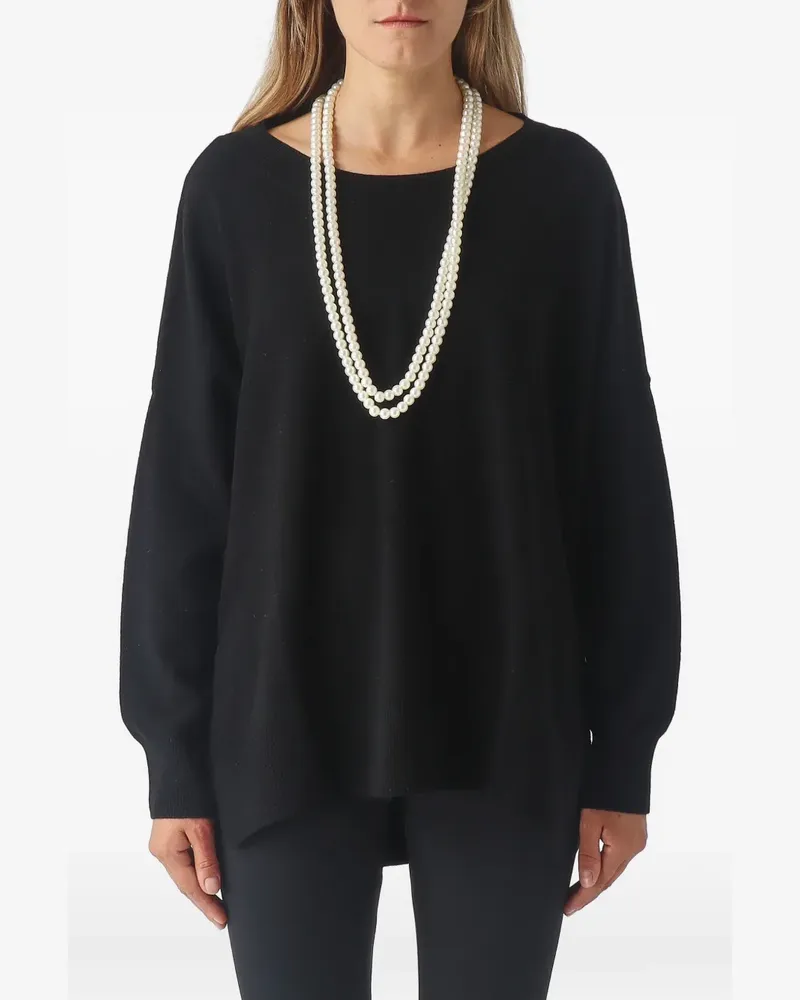 MEIMEIJ Pullover mit gestepptem Saum - Schwarz Schwarz