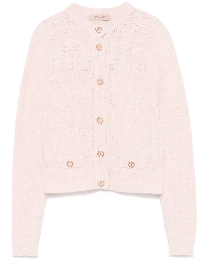 Twin-Set Cardigan mit Logo-Knöpfen - Rosa Rosa