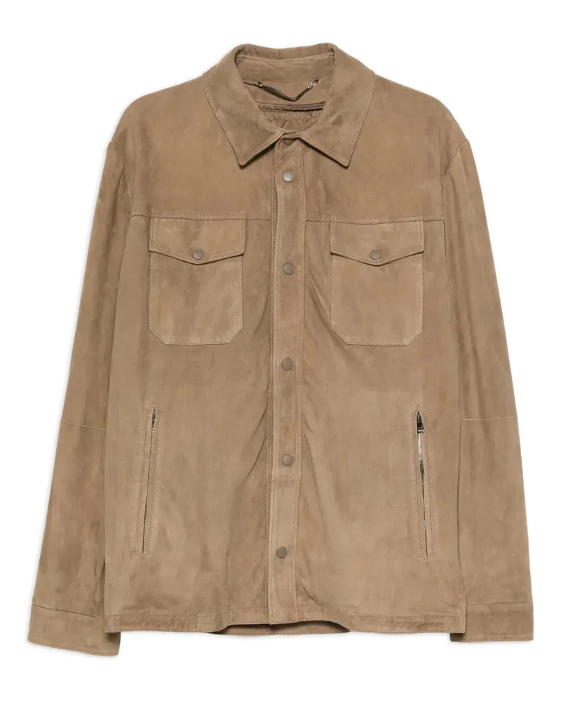 Canali Wildlederjacke mit Knopfleiste - Nude Nude