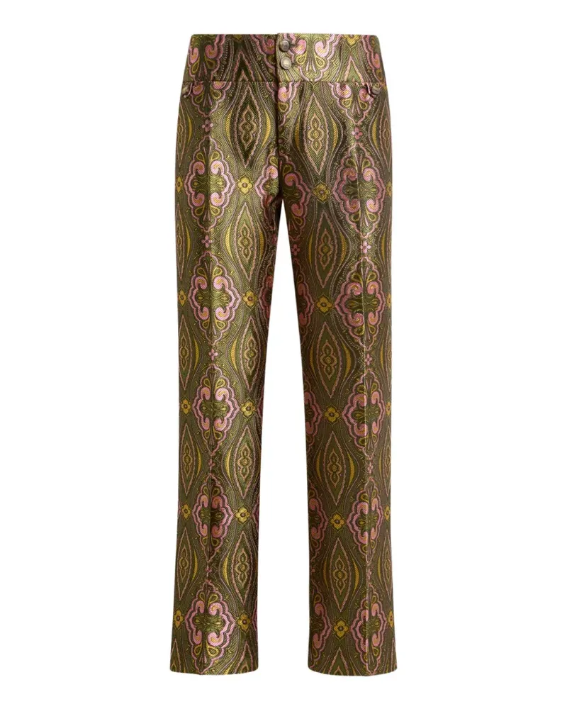 Etro jacquard trousers with floral medallion motif - Grün Grün